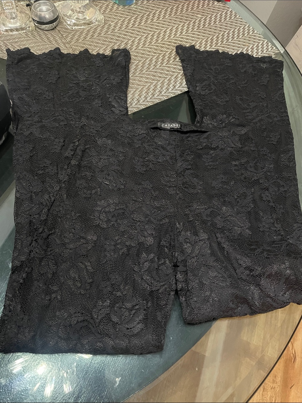 Casadei Black Lined Lace Pants size S/M